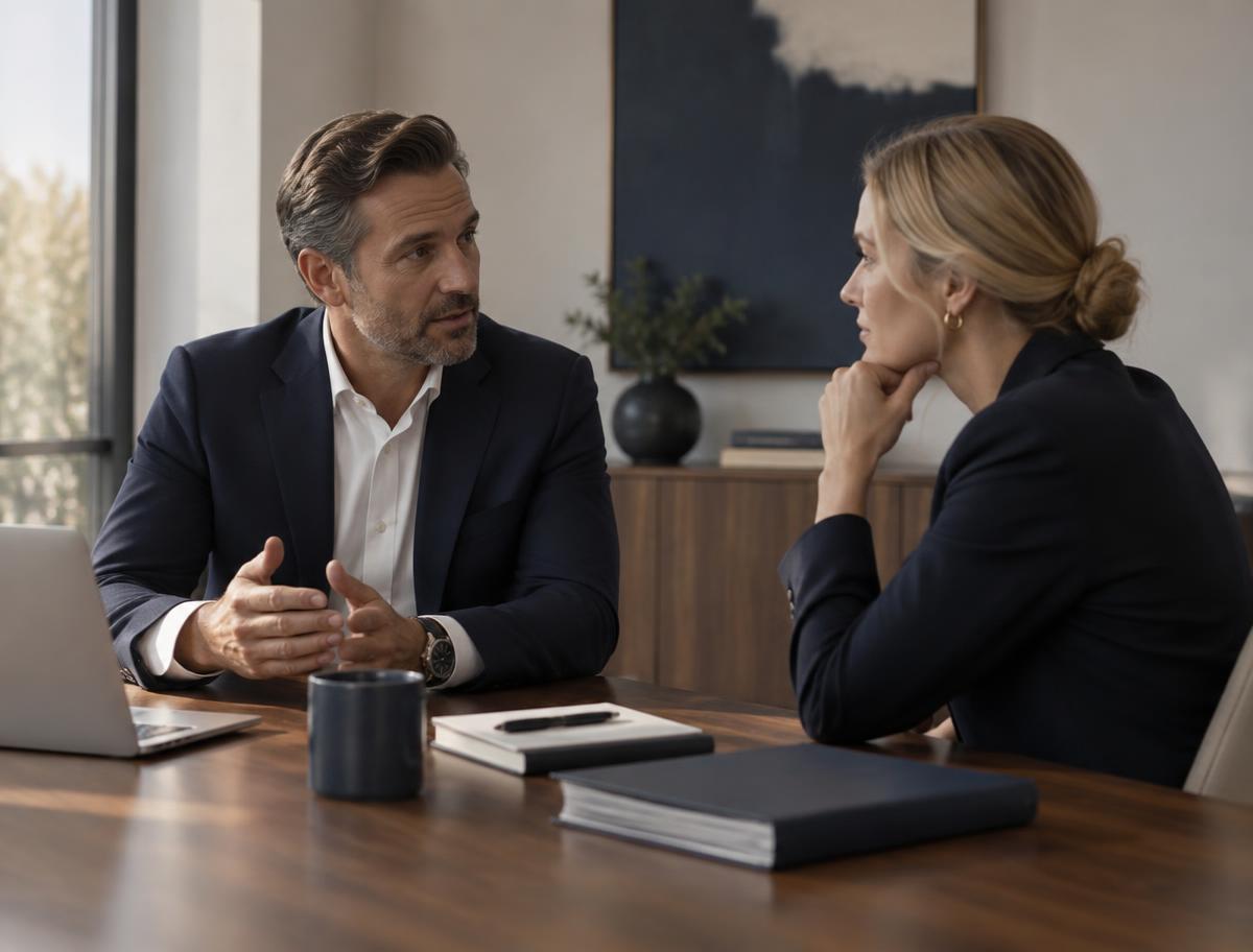 A coaching conversation between two professionals
